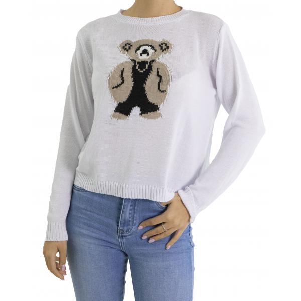 Maglia girocollo con orsacchiotto